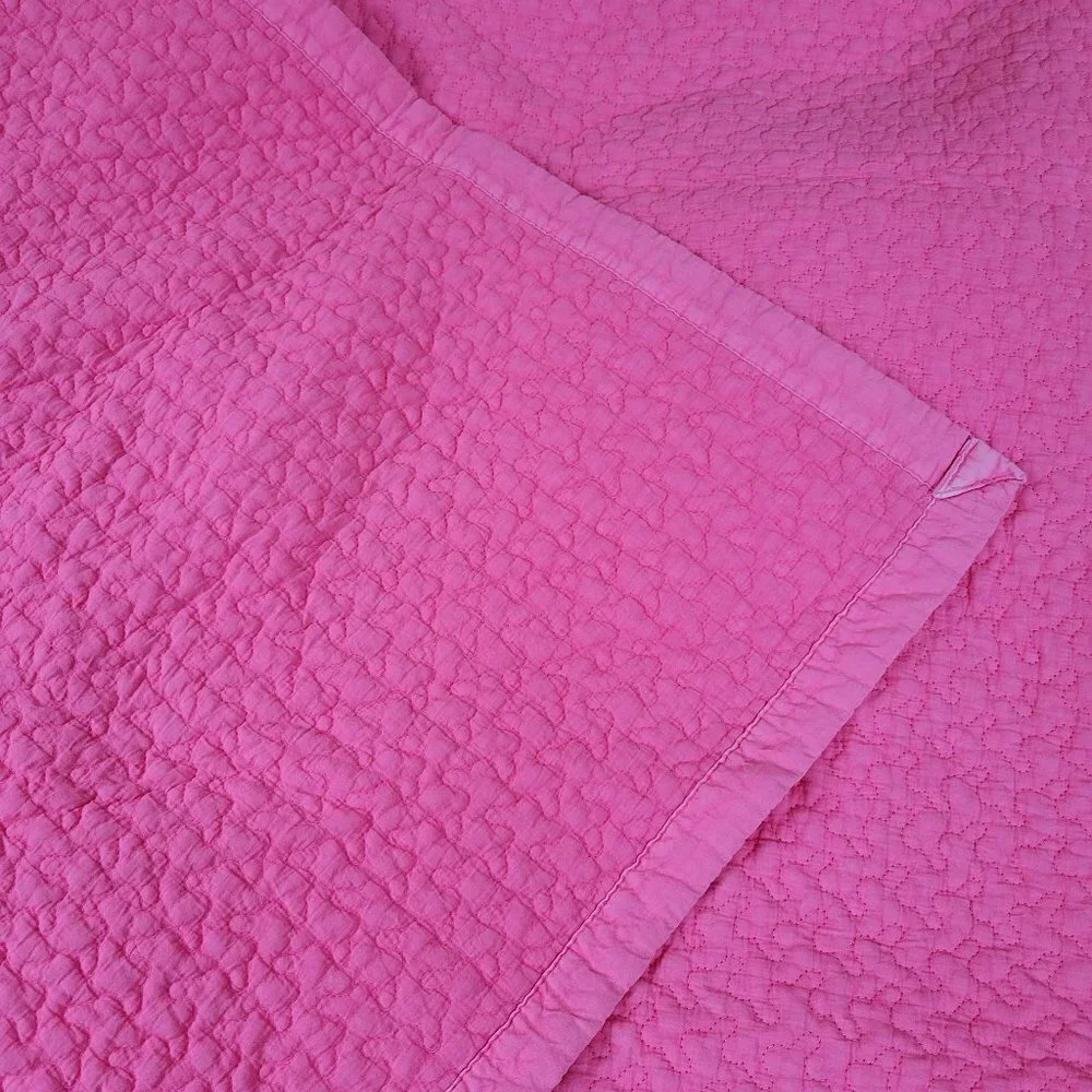 Queen Size Quilted Pink Textured Light Weight 100% Cotton Comfort Bed Blanket